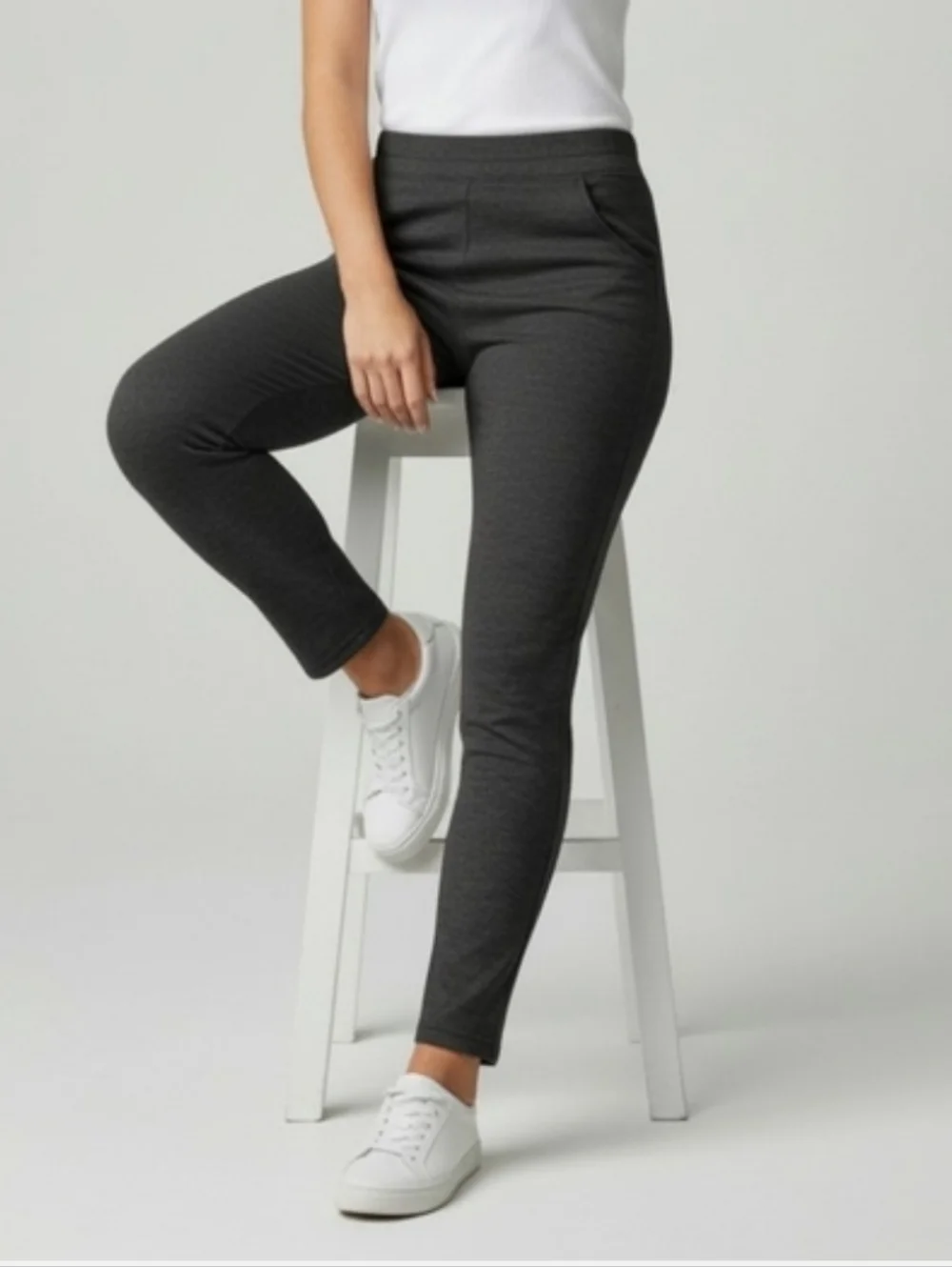 Honeylove Ever Ready Charcoal Black High-Waist Pull-on Pants M